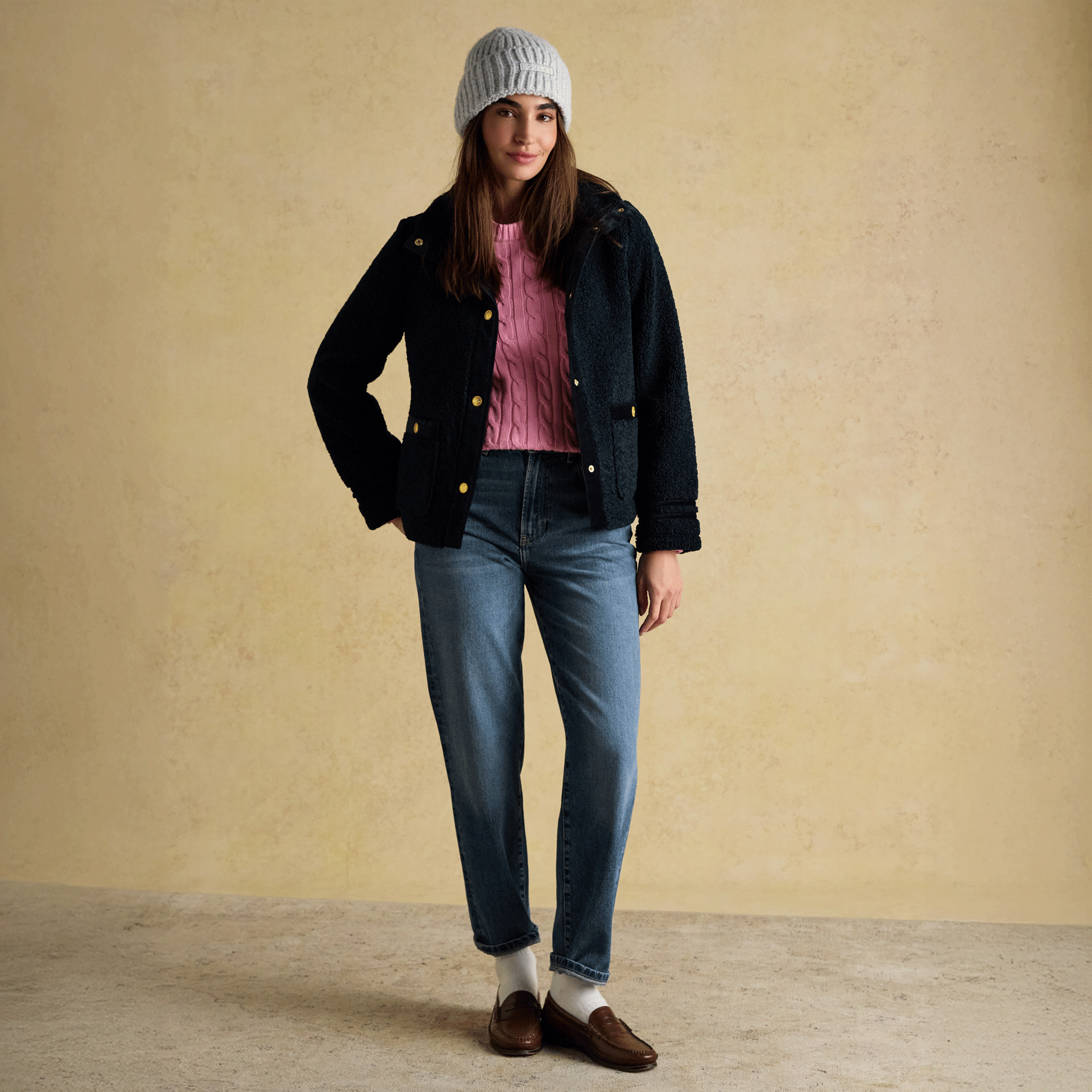 Joules Rosa Beanie Hat Grey