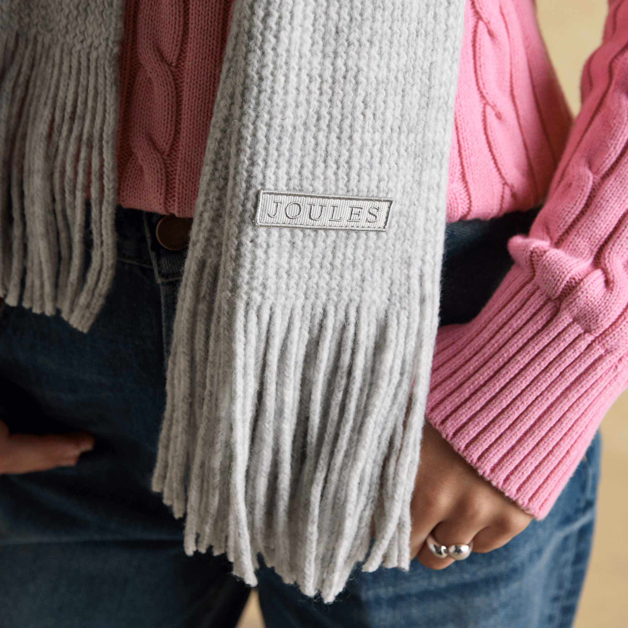 Joules Rosa Knitted Scarf Grey