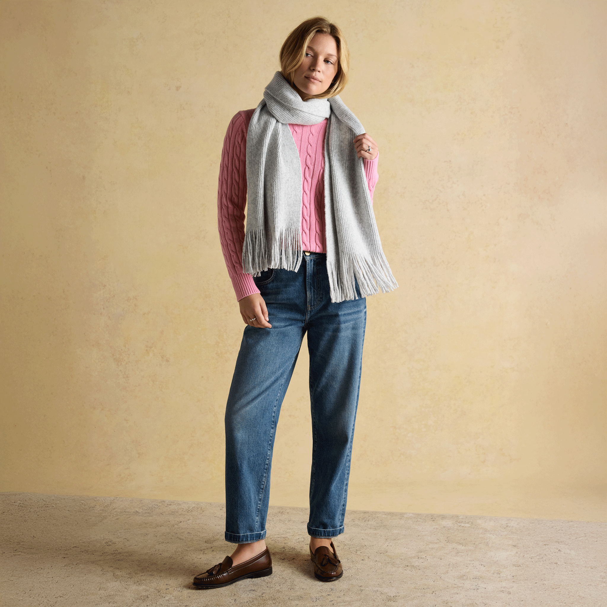 Joules Rosa Knitted Scarf Grey