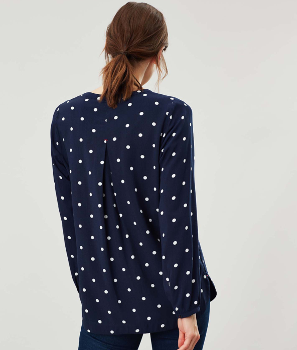 Joules Rosamund V Neck Woven Top Navy Spot 3