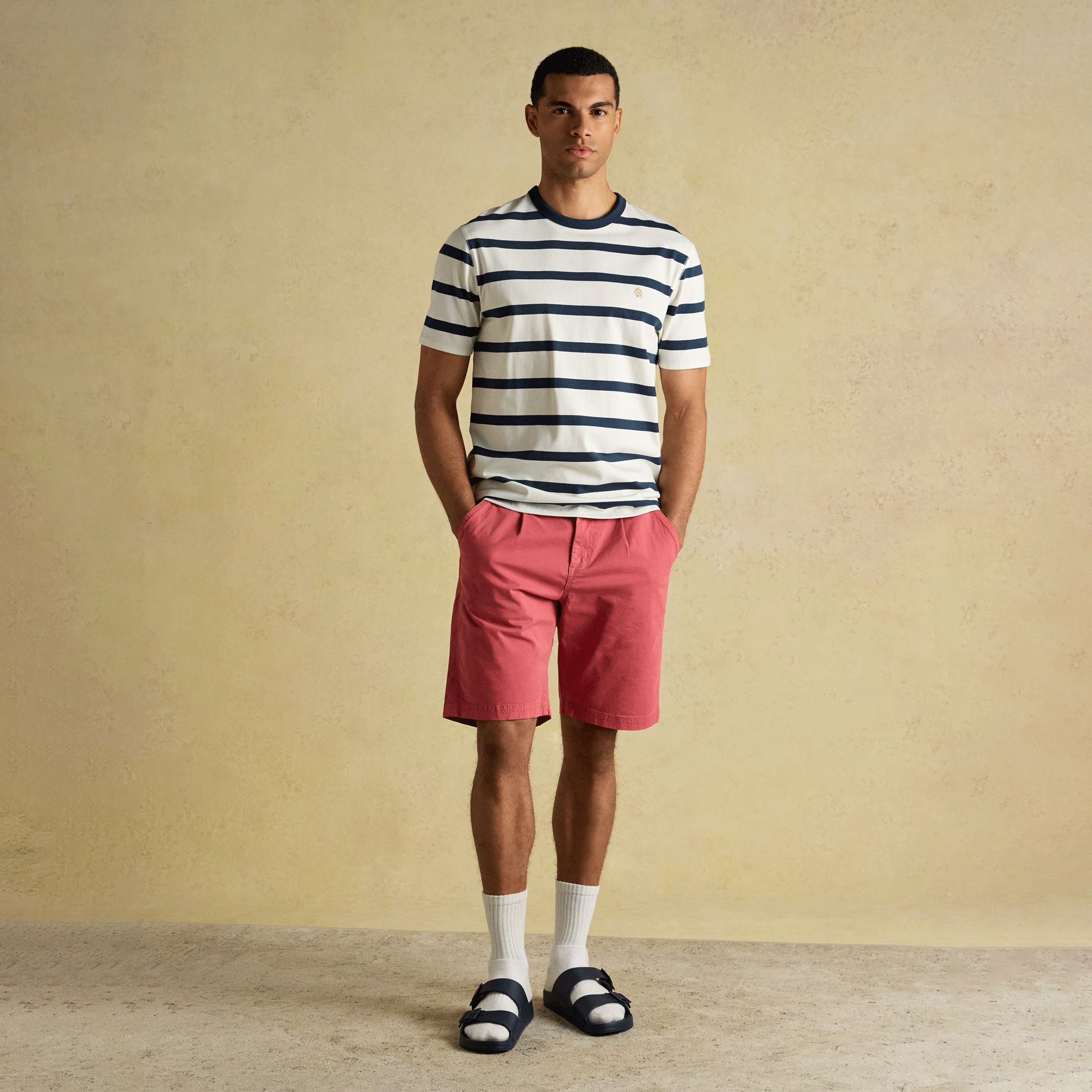 Joules Rugby Club Stripe Crew Neck T-Shirt in Navy & White