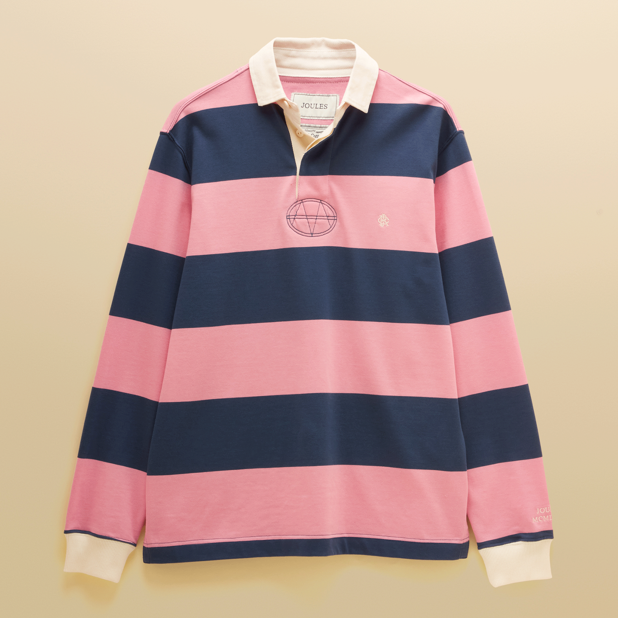 Joules Rugby Club Striped Long Sleeve Shirt in Pink & Blue