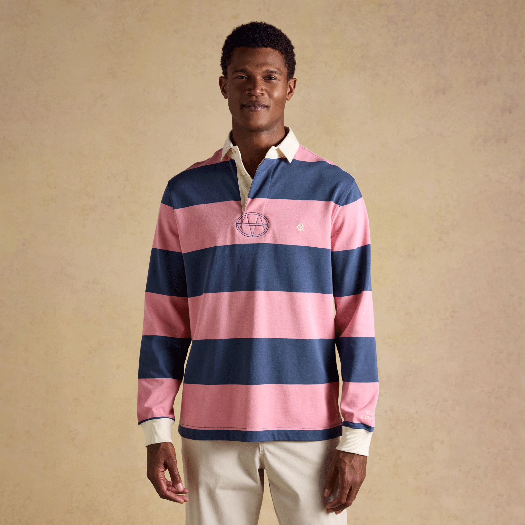 Joules Rugby Club Striped Long Sleeve Shirt in Pink & Blue