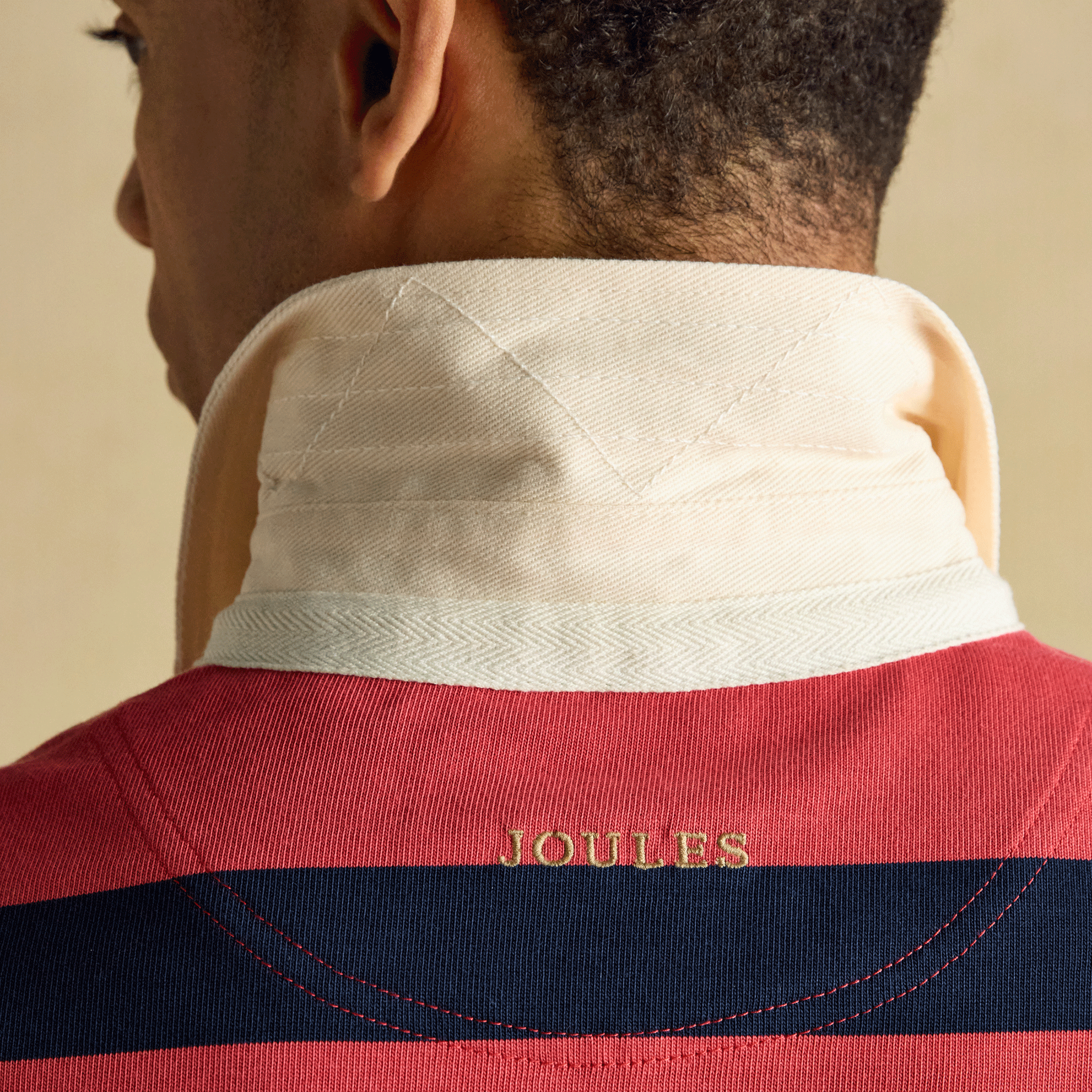 Joules Rugby Club Striped Long Sleeve Shirt in Red
