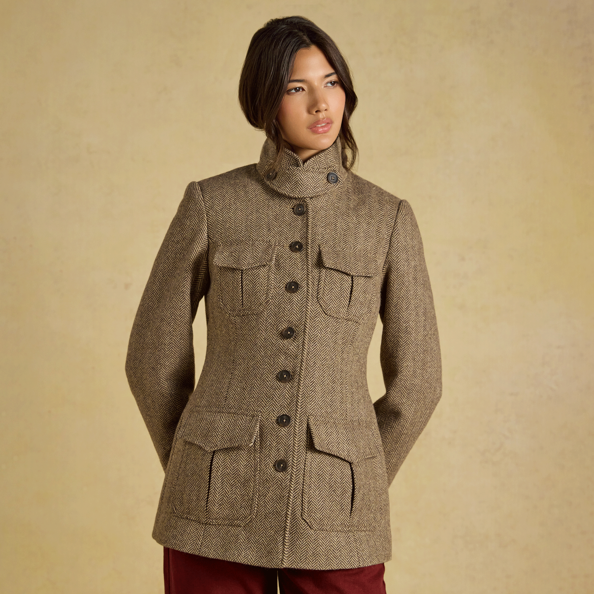 Joules Saddlebury Jacket Brown Herringbone