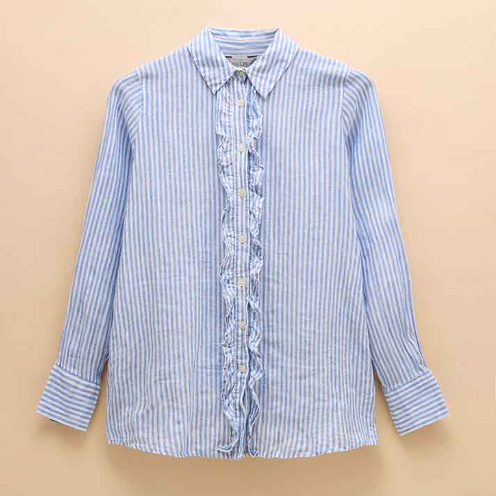 Joules Selene Linen shirt Blue-White Stripe