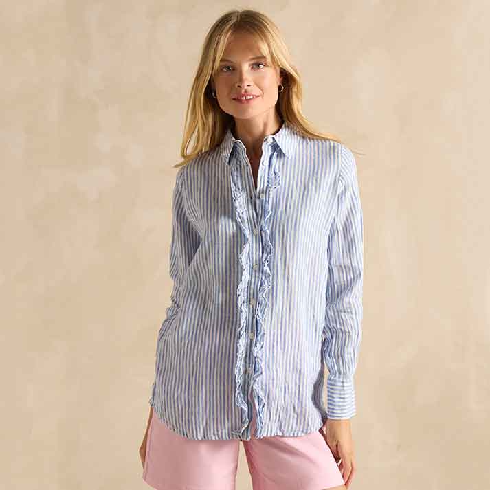 Joules Selene Linen shirt Blue-White Stripe