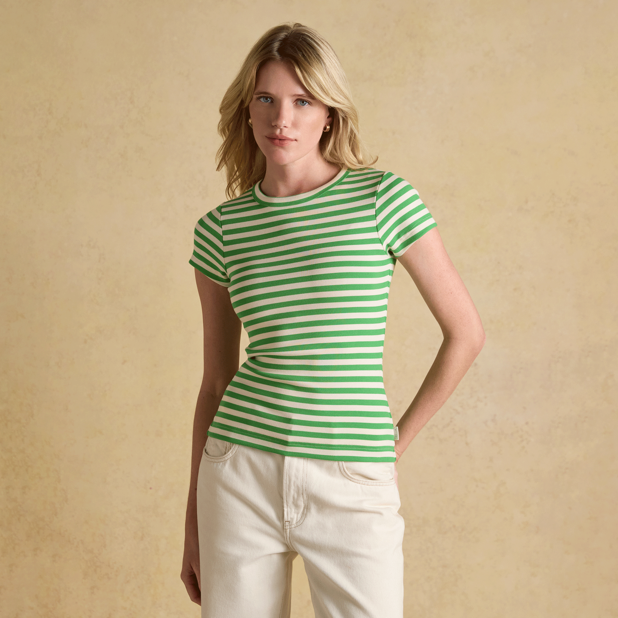 Joules Sophie Short Sleeved Striped T-Shirt in Green