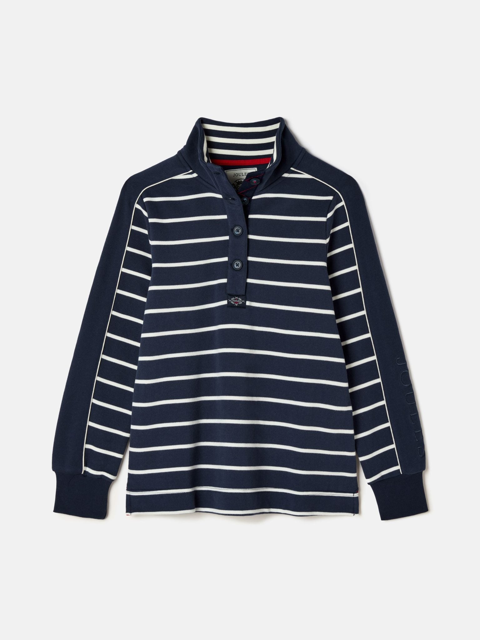 Joules Southwold Button Down Striped Sweatshirt Navy-White 2