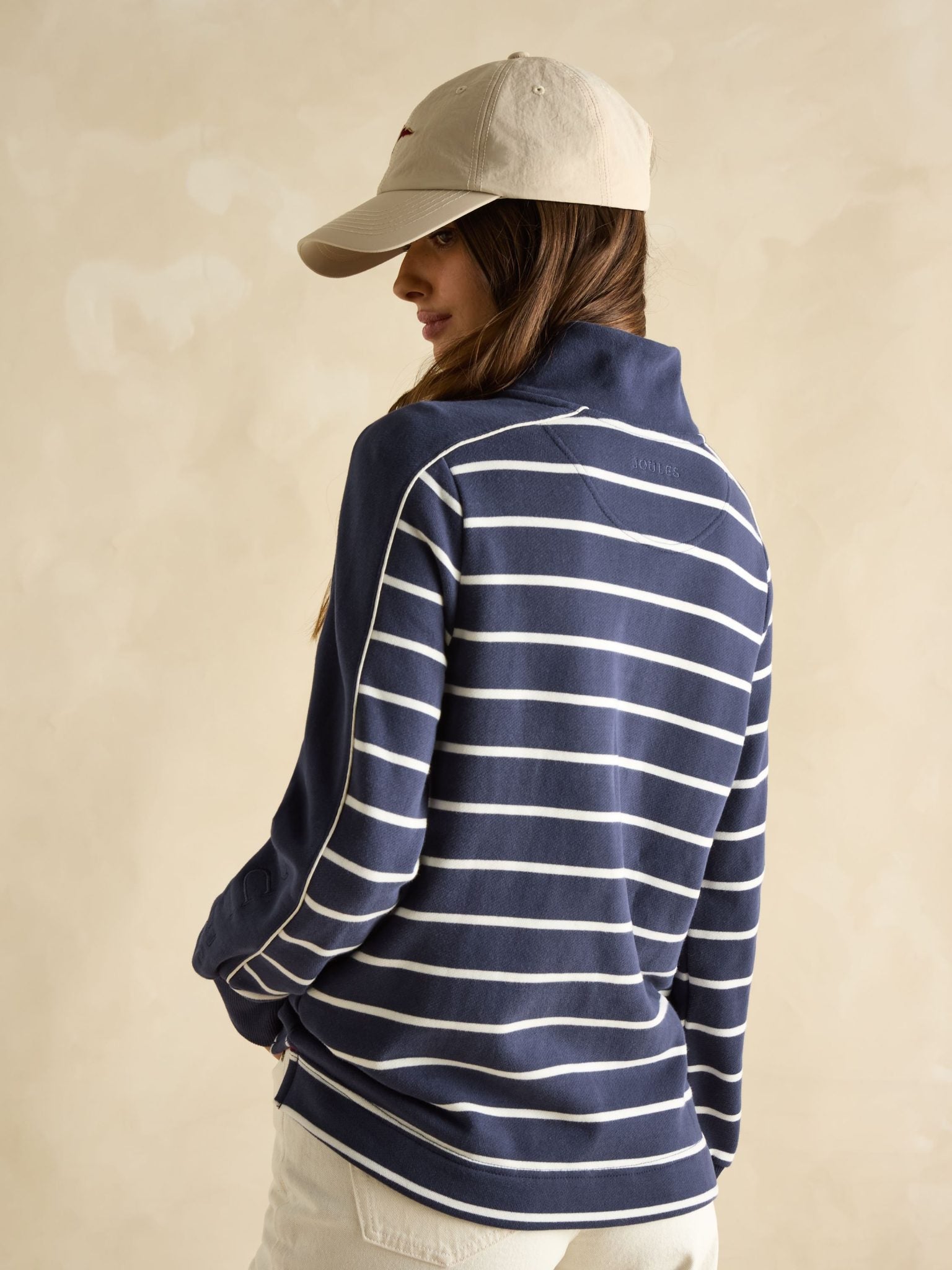 Joules Southwold Button Down Striped Sweatshirt Navy-White 5