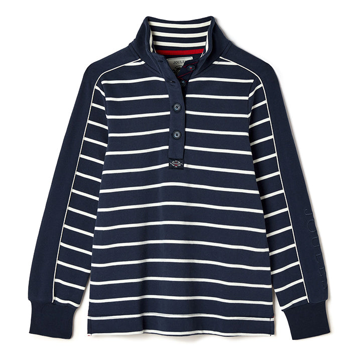 Joules Southwold Button Down Striped Sweatshirt Navy-White