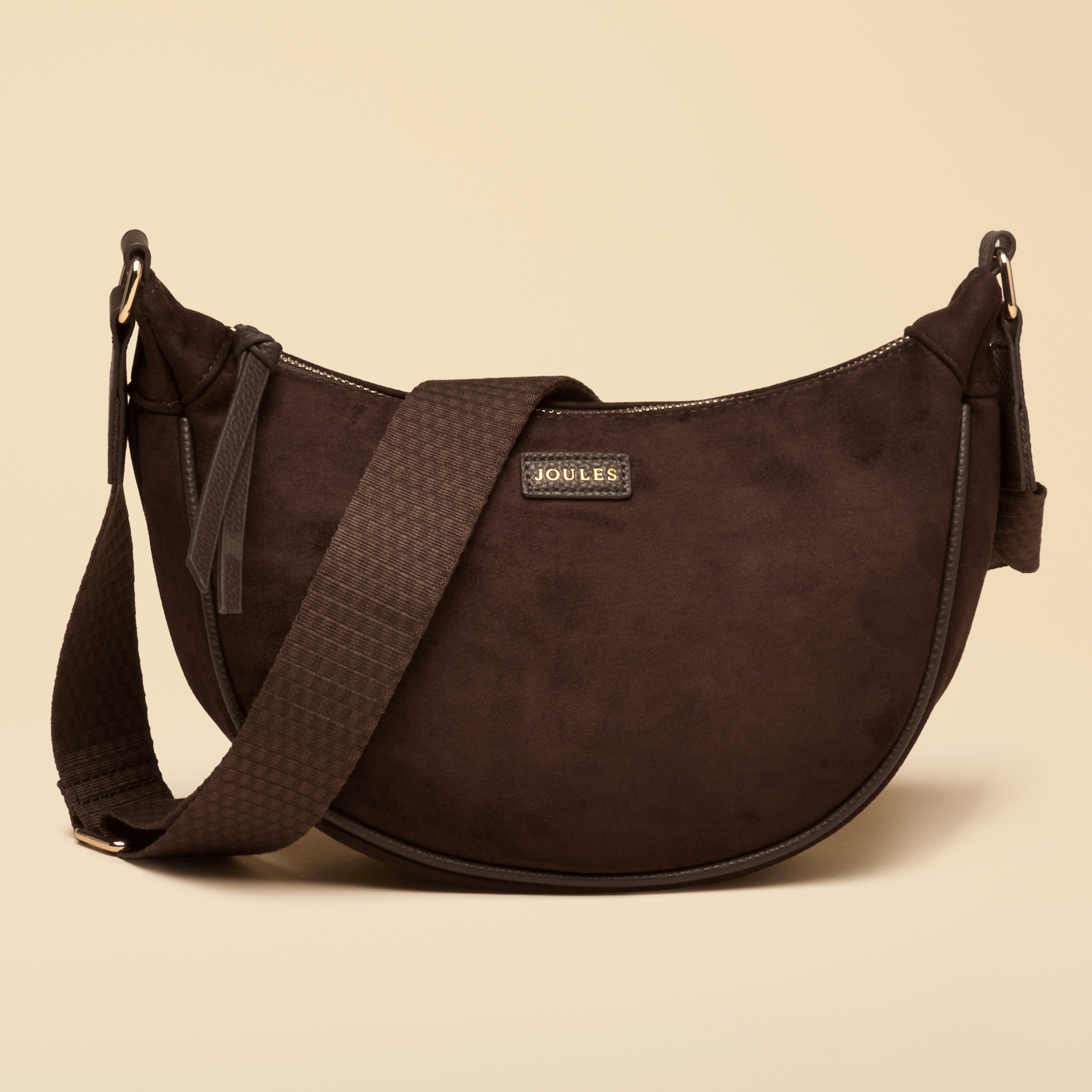 Joules Suedette Moon Cross Body Bag Chocolate Brown