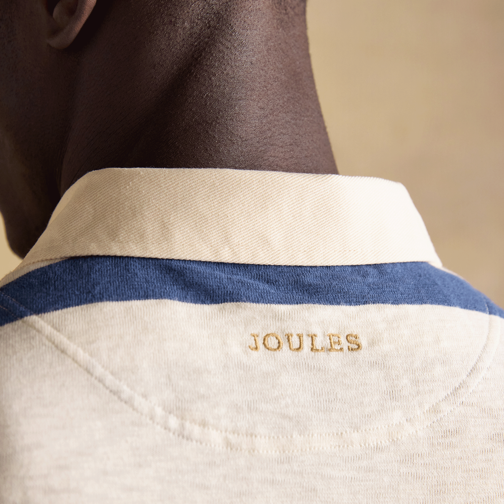 Joules Summer Rugby Shirt Cream-Navy Stripe