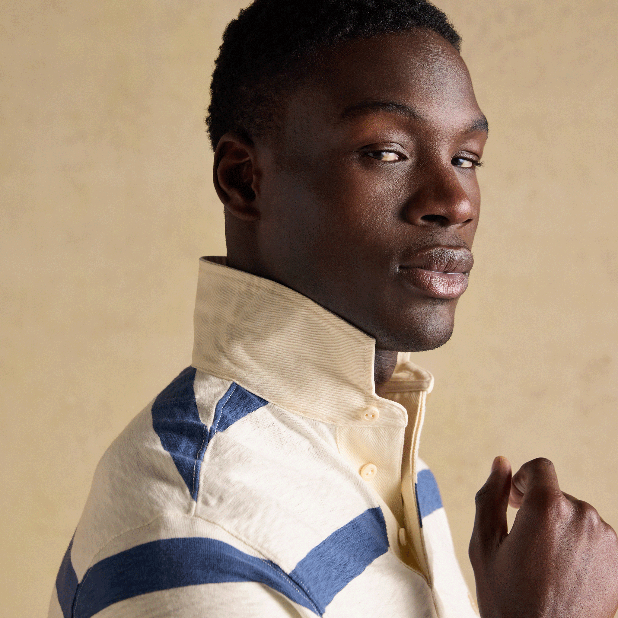 Joules Summer Rugby Shirt Cream-Navy Stripe
