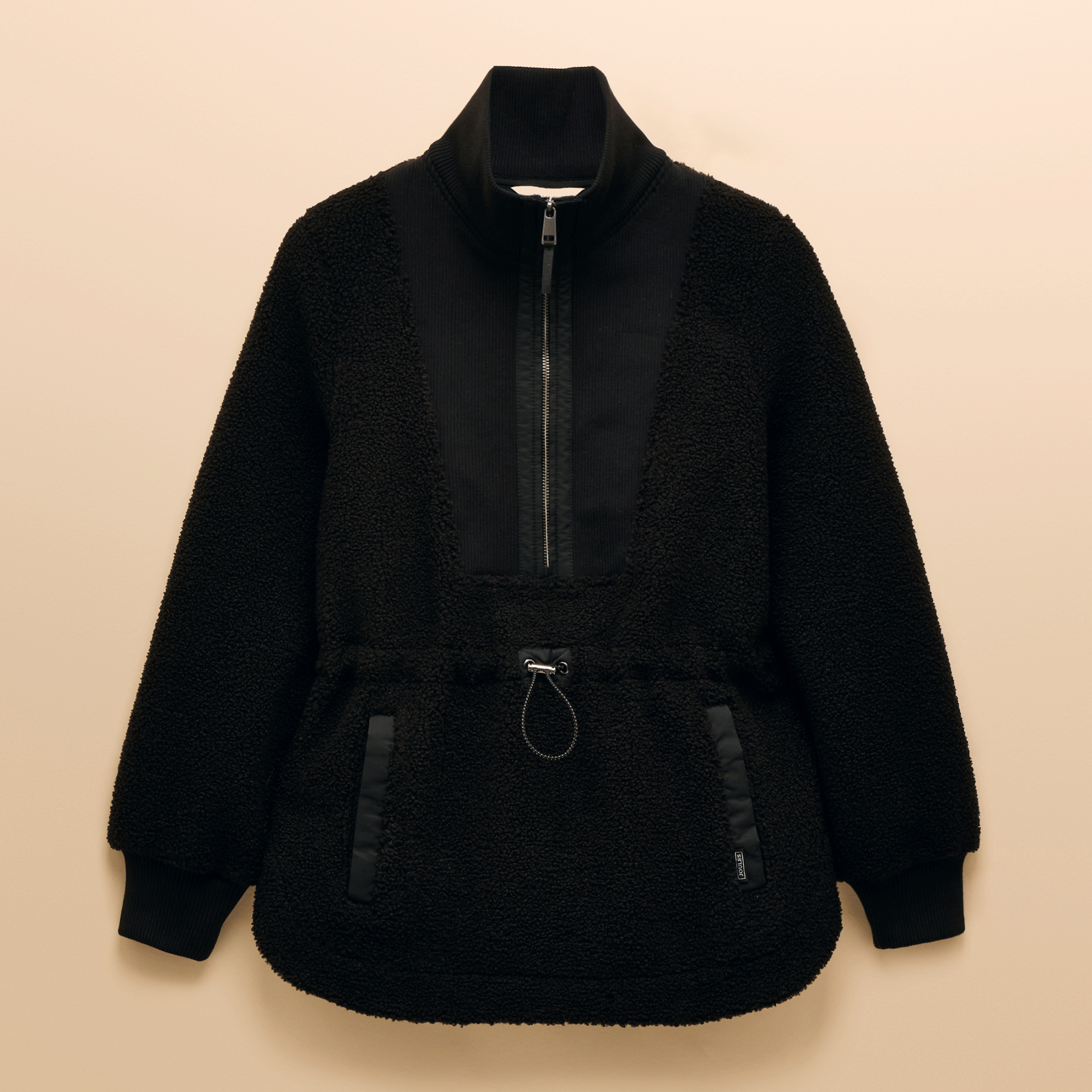 Joules Thurleston Borg Half Zip Fleece with Adjustable Waist Black