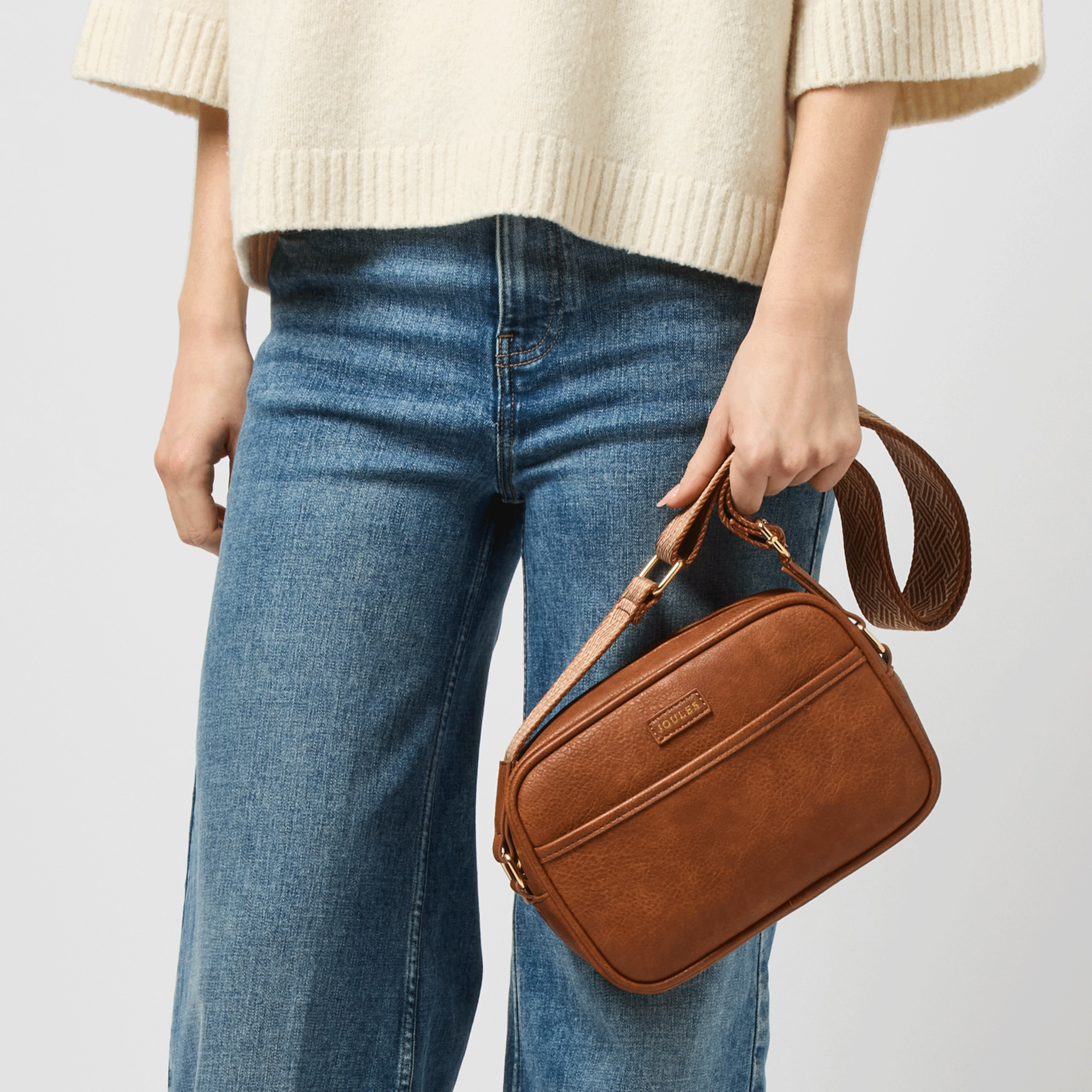 Joules Trent Women’s Faux Leather Cross-Body Bag Tan Brown