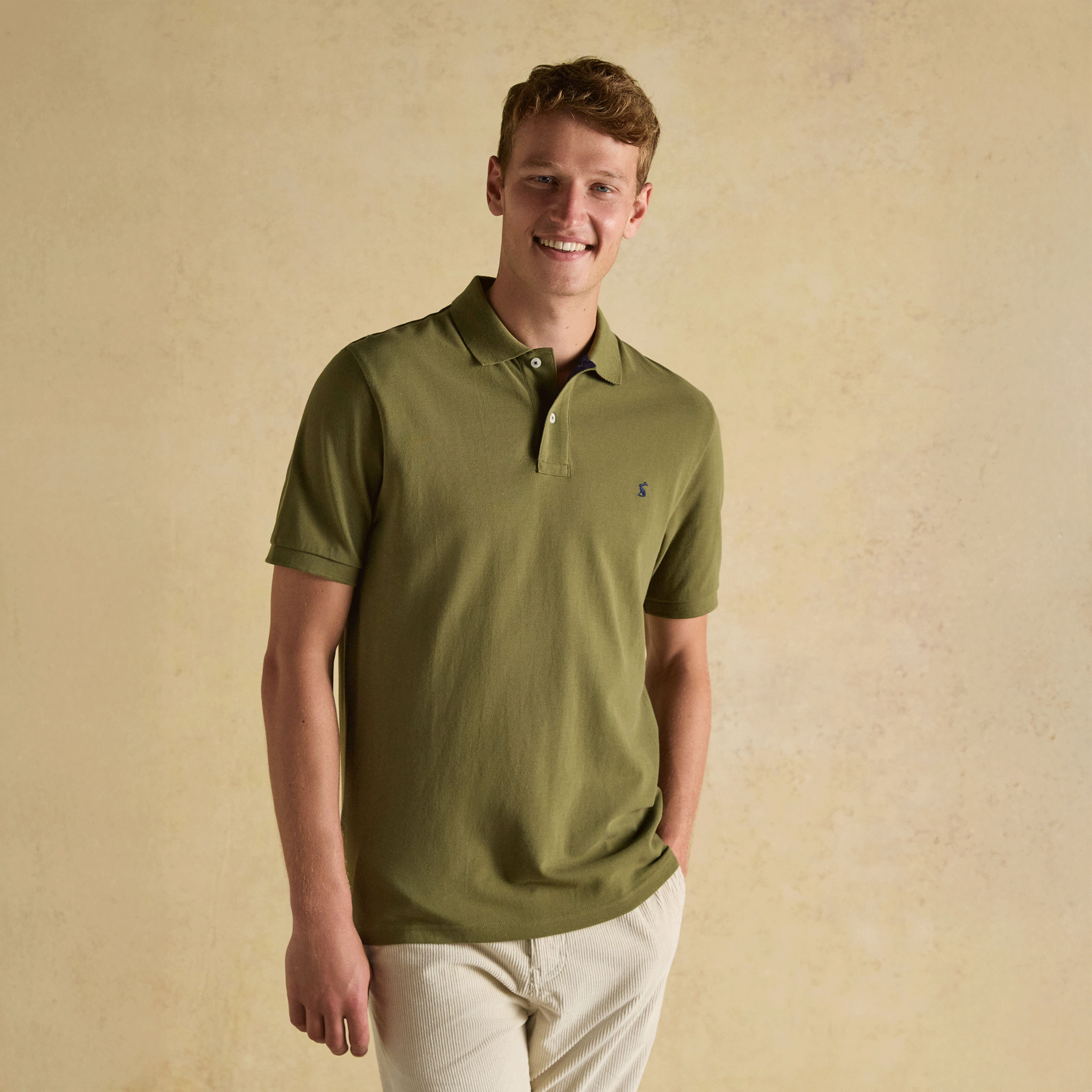 Joules Woody Cotton Pique Polo Shirt Khaki Green