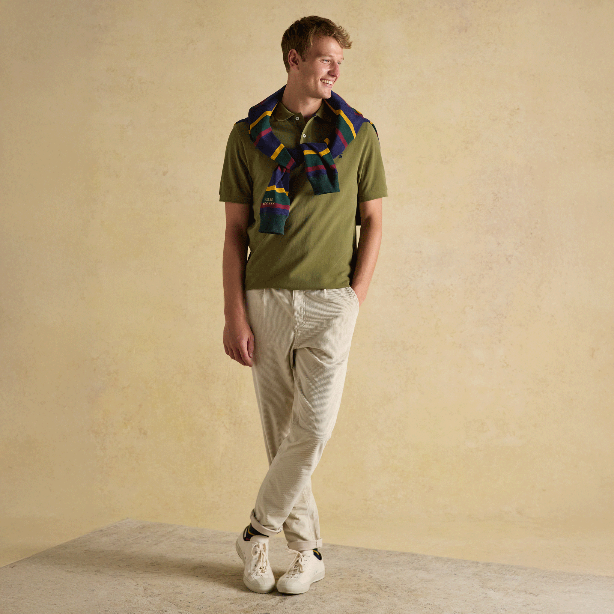 Joules Woody Cotton Pique Polo Shirt Khaki Green