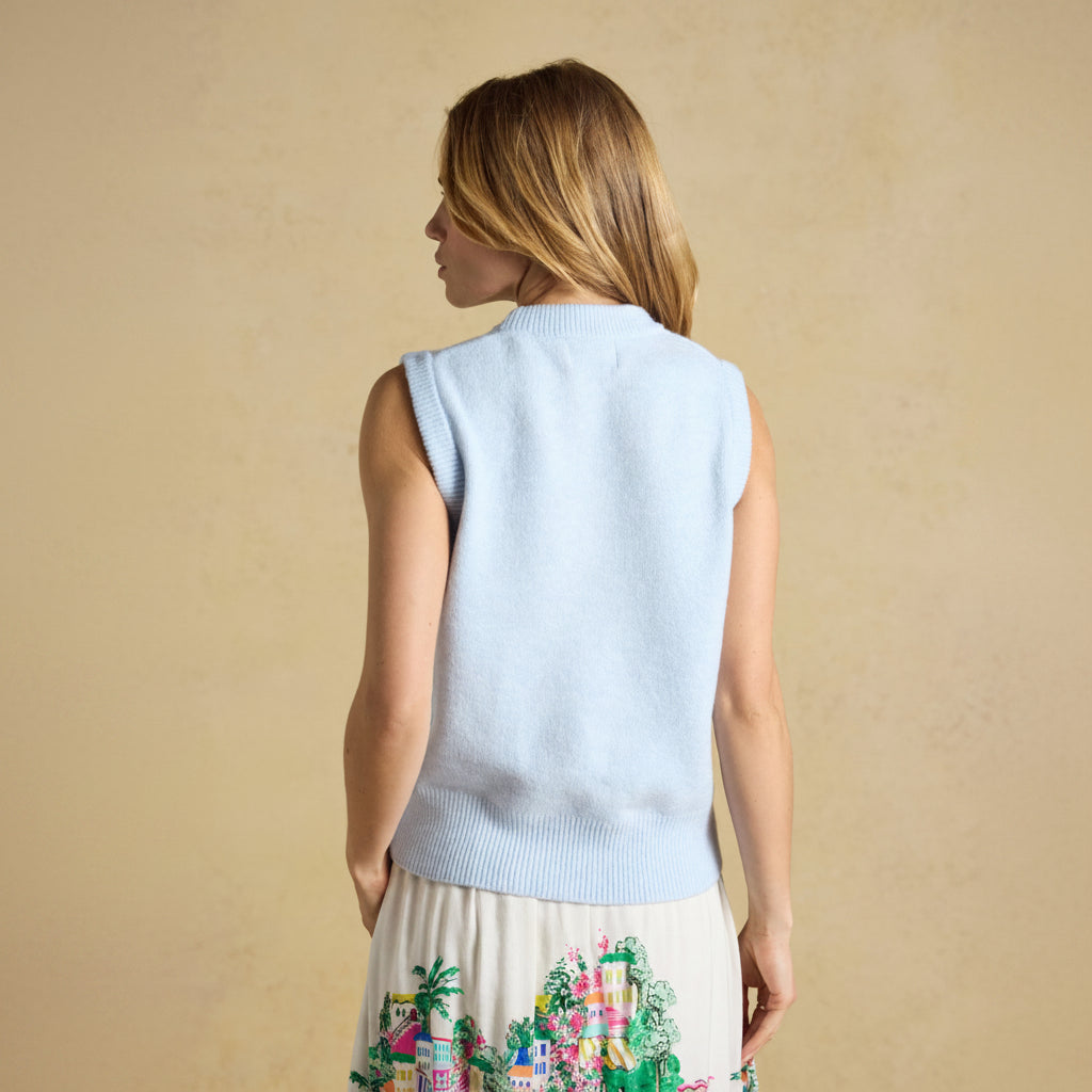 Joules Holly Knitted Vest Pale Blue