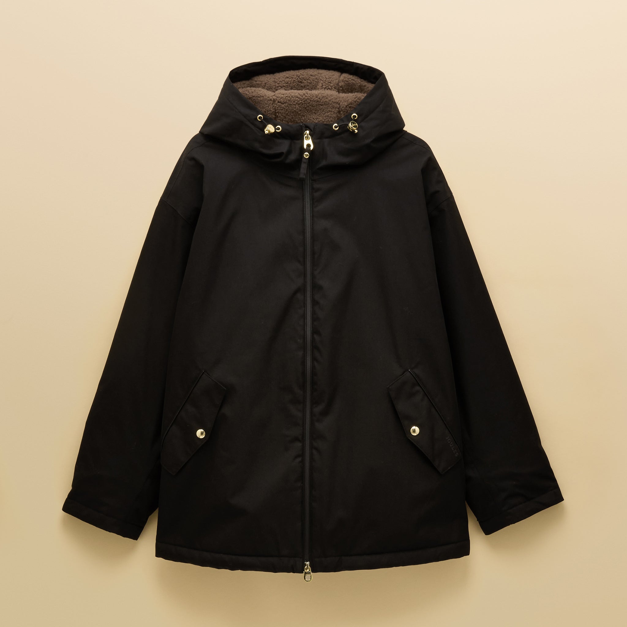 Joules Coverwell Fleece Lined Waterproof Coat in Black