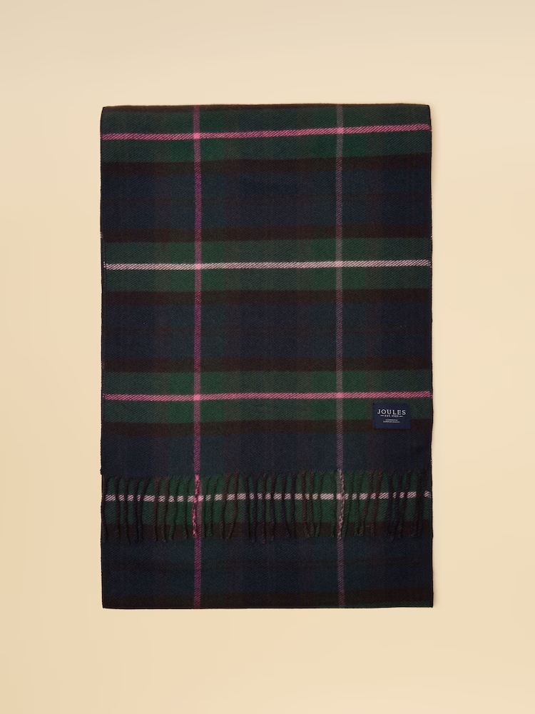 Joules Langtree Large Unisex Scarf Navy-Pink Check