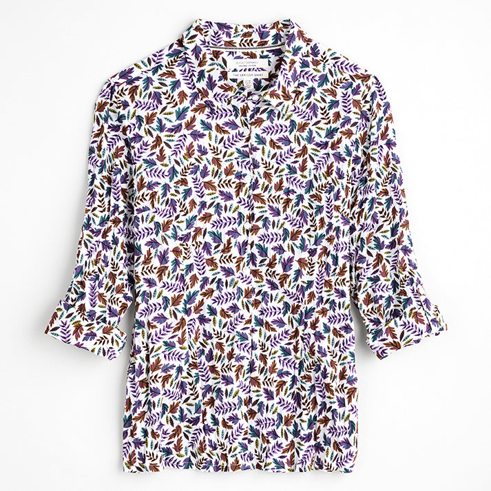 Larissa Shirt - Sunlit Leaves Chalk - 1