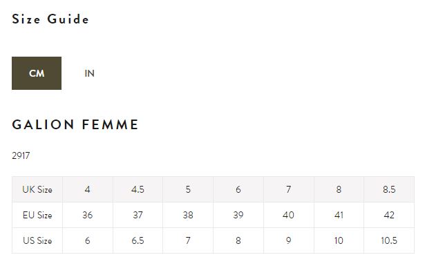 Le Chamea Galion Femme Size Guide