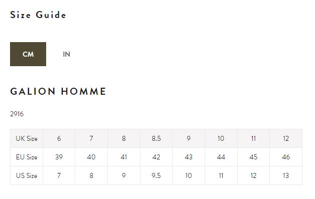 Le Chamea Galion Homme Size Guide