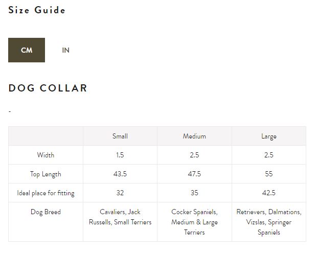Le Chameau Leather Dog Collar - Size Guide