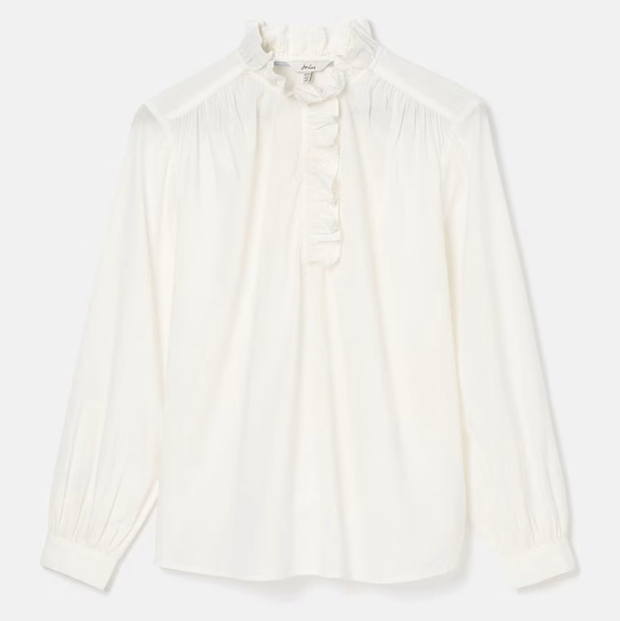 Joules Melanie Cotton Ruffle Blouse in White