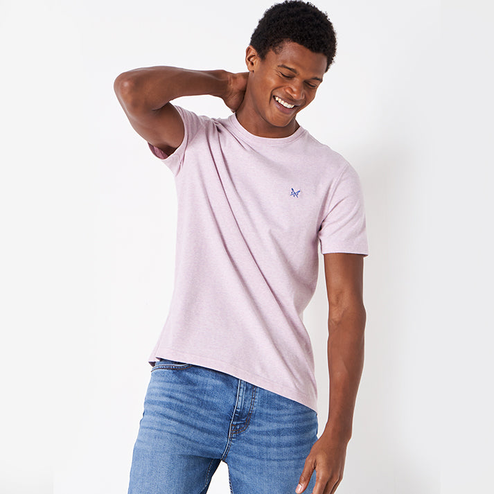Crew Clothing Classic Crew Neck T-Shirt Pink Marl 2