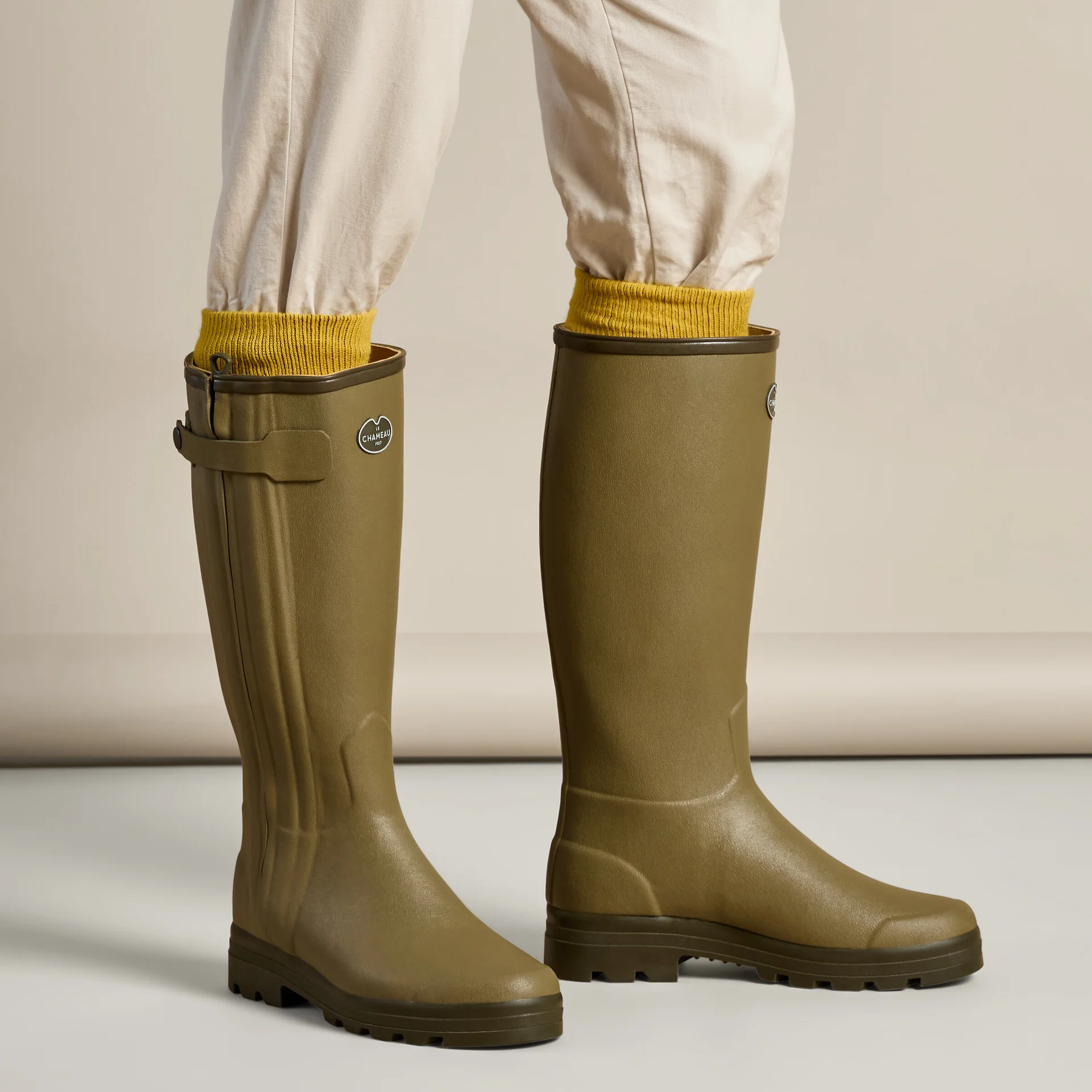 Le Chameau Men's Chasseur Cuir Leather Lined Boots Vert Vierzon