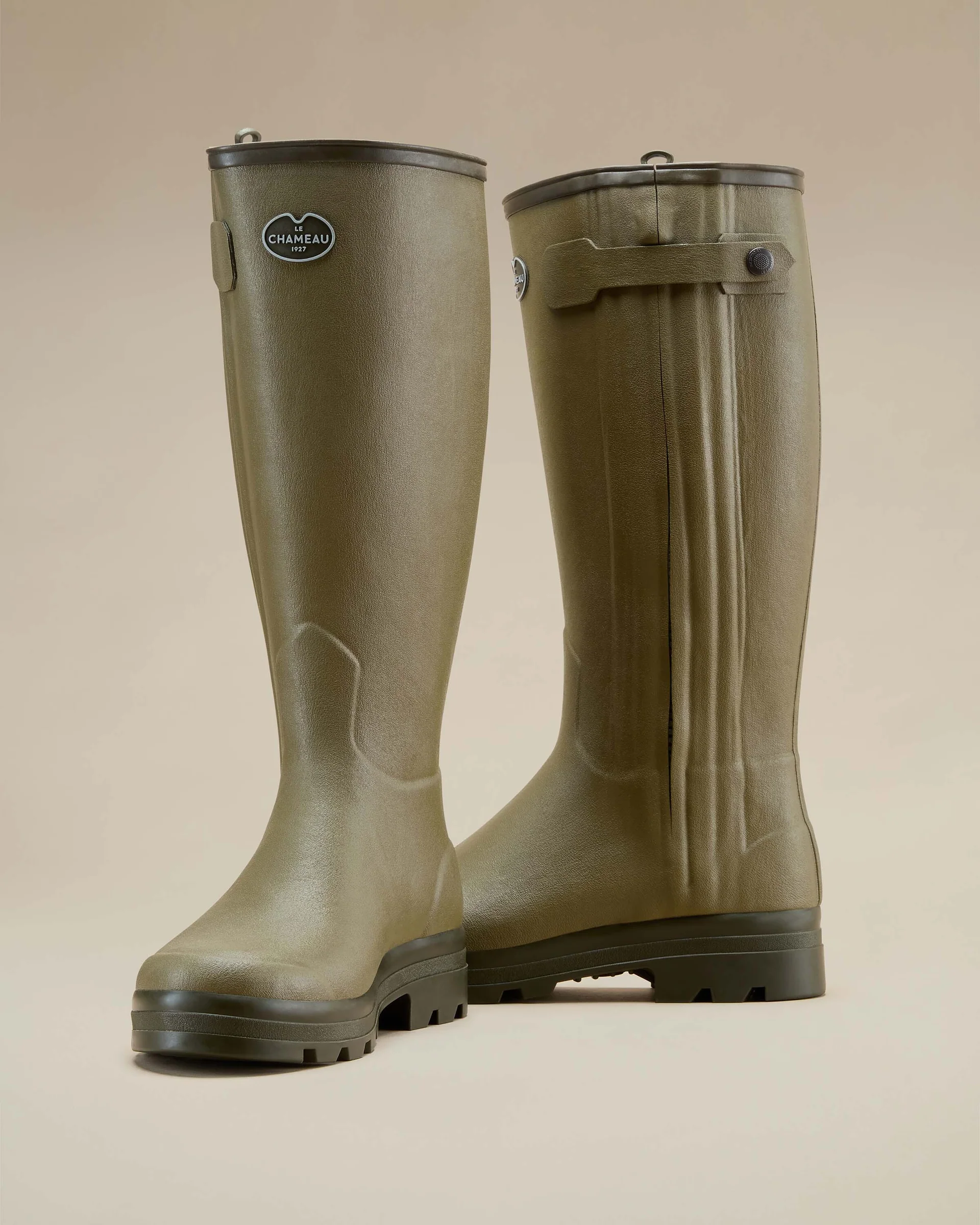 Le Chameau Men's Chasseur Cuir Leather Lined Boots Vert Vierzon