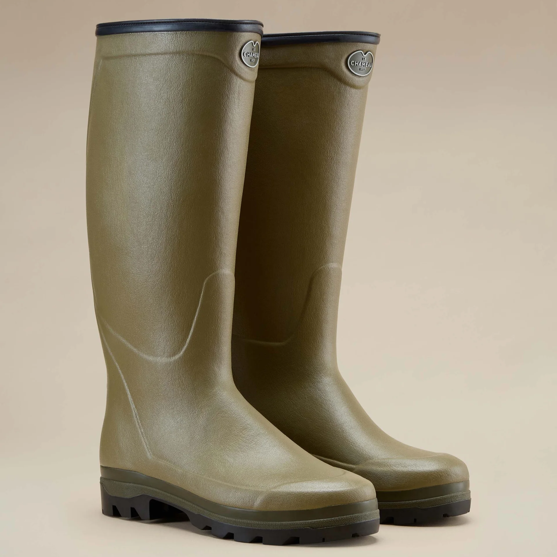 Le Chameau Men's Chasseur Cuir Leather Lined Boots Vert Vierzon