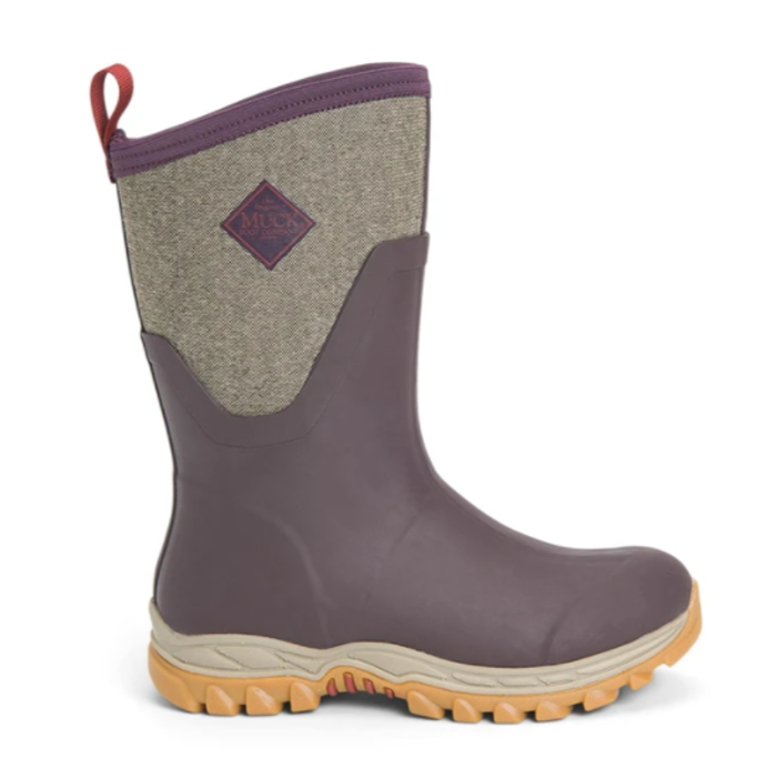 Muck Boot Ladies Arctic Sport II Short Boots Wine-Herringbone Print 1