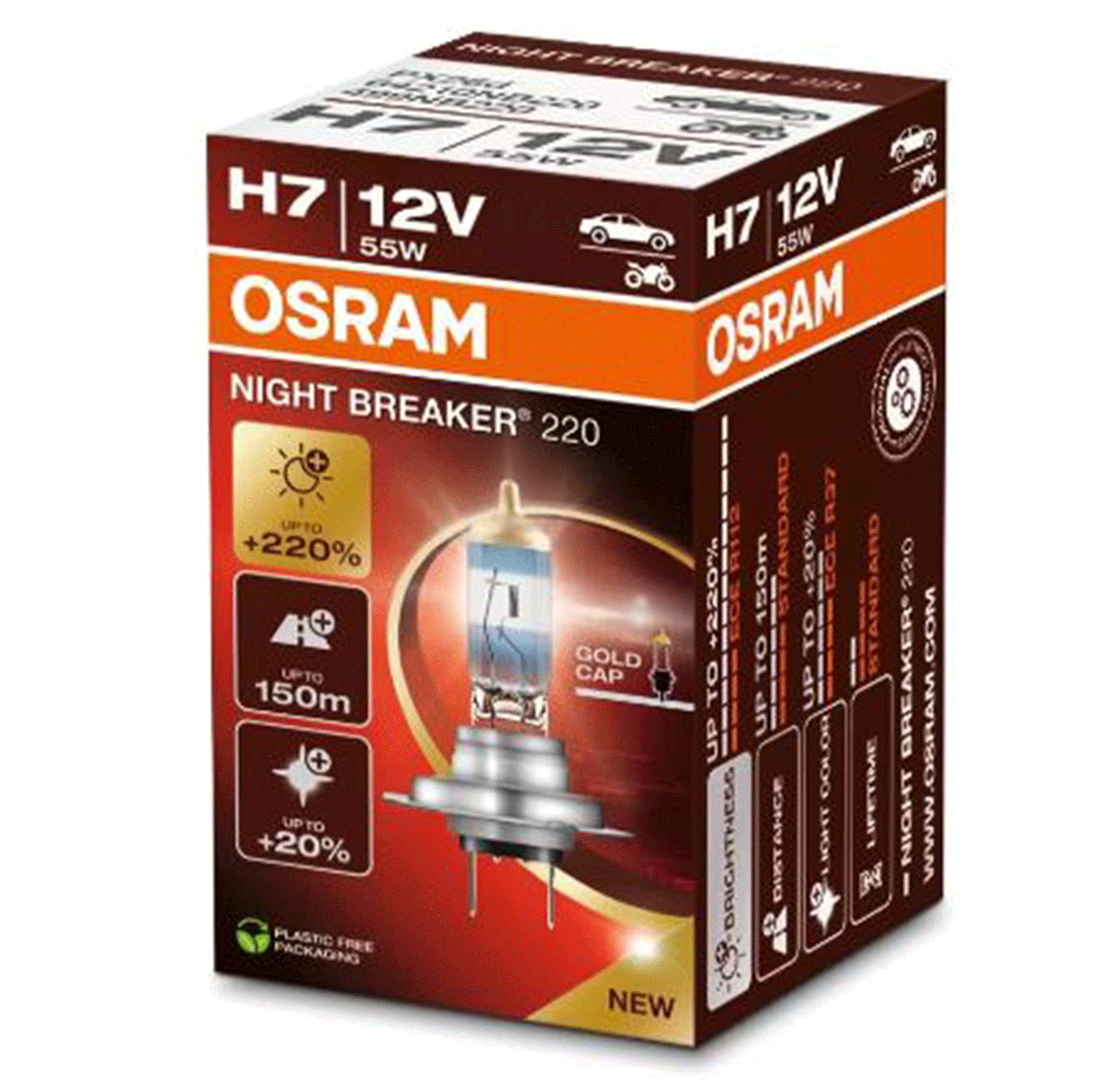 Osram Automotive Night Breaker 220 H7 Headlamp Bulbs 2 Pack