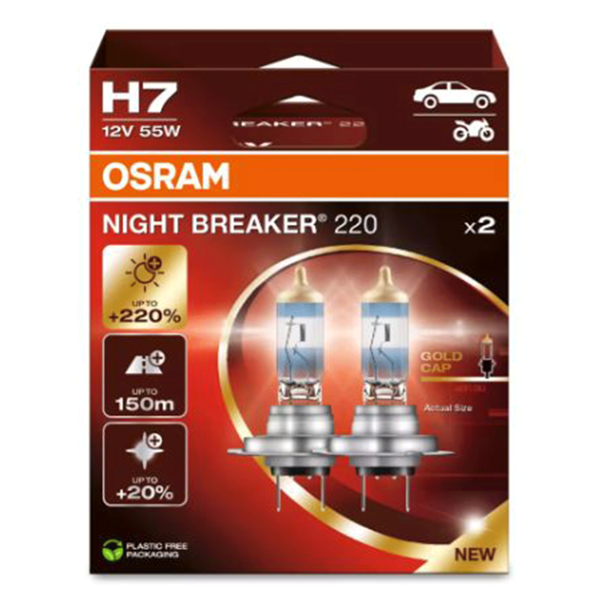 Osram Automotive Night Breaker 220 H7 Headlamp Bulbs 2 Pack