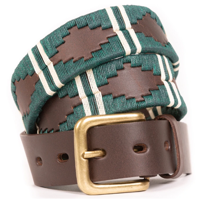 Pioneros Polo Belt - Green Double Stripe 1
