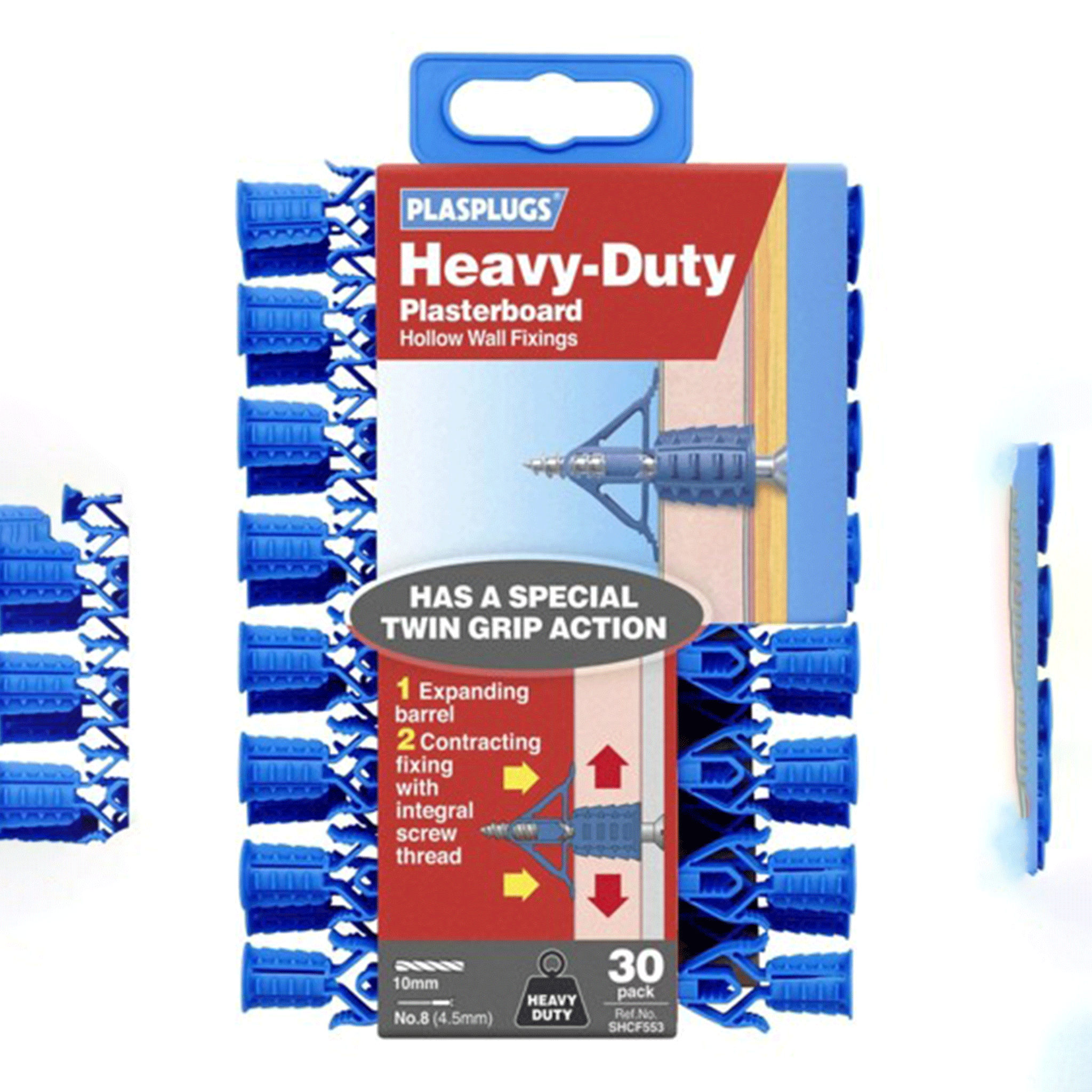 Plasplugs Heavy-Duty Plasterboard Fixings 30 Pack