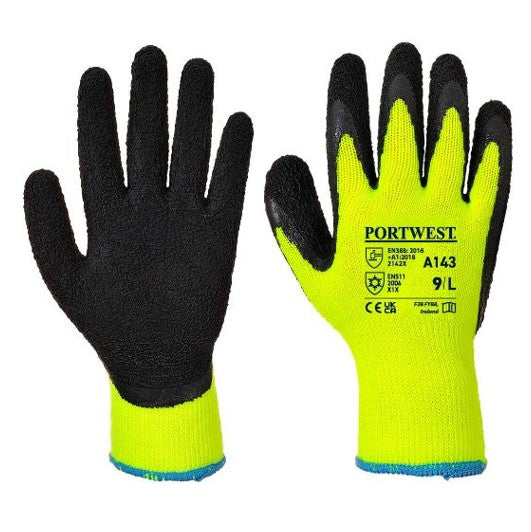 Portwest A143 Thermal Grip Latex Glove Yellow-Black 1