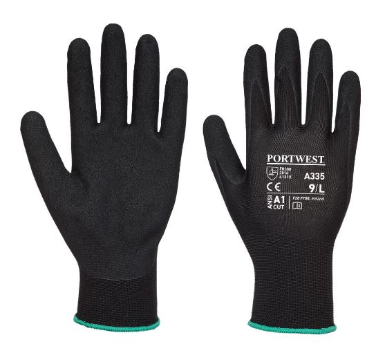 Portwest A335 Dermi-Grip NRP15 Nitrile Sandy Glove Black 1