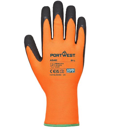 Portwest A340 - Hi-Vis Latex Grip Glove Orange-Black 2