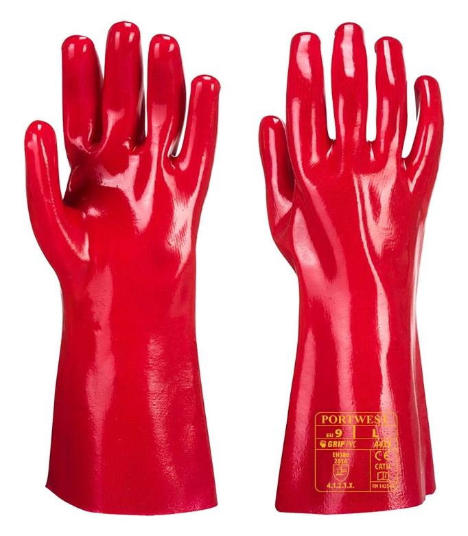 Portwest A435 12g PVC Red Gauntlet 35cm 2