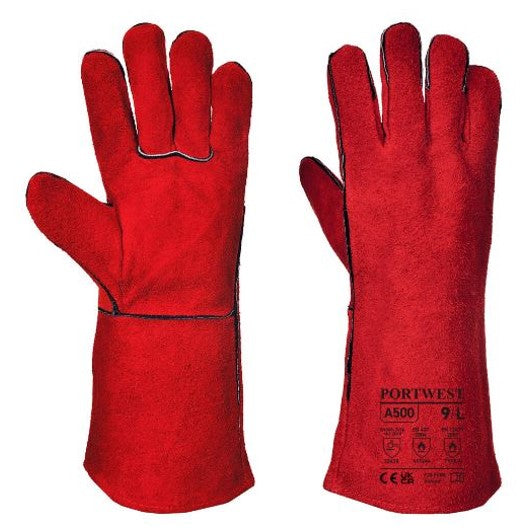 Portwest A500 14 inch Split Leather Red Welding Gauntlet 1