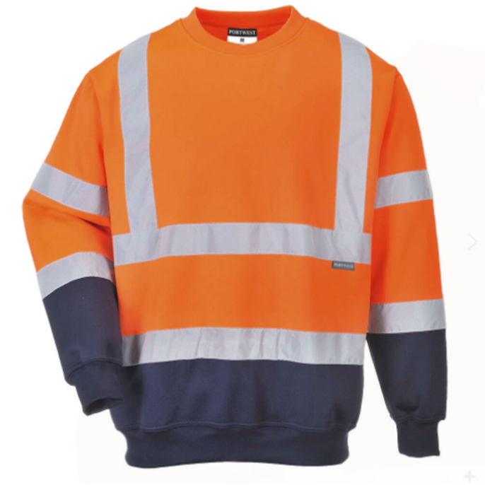 Portwest B306 Two Tone Hi-Vis Sweatshirt Orange-Navy 1