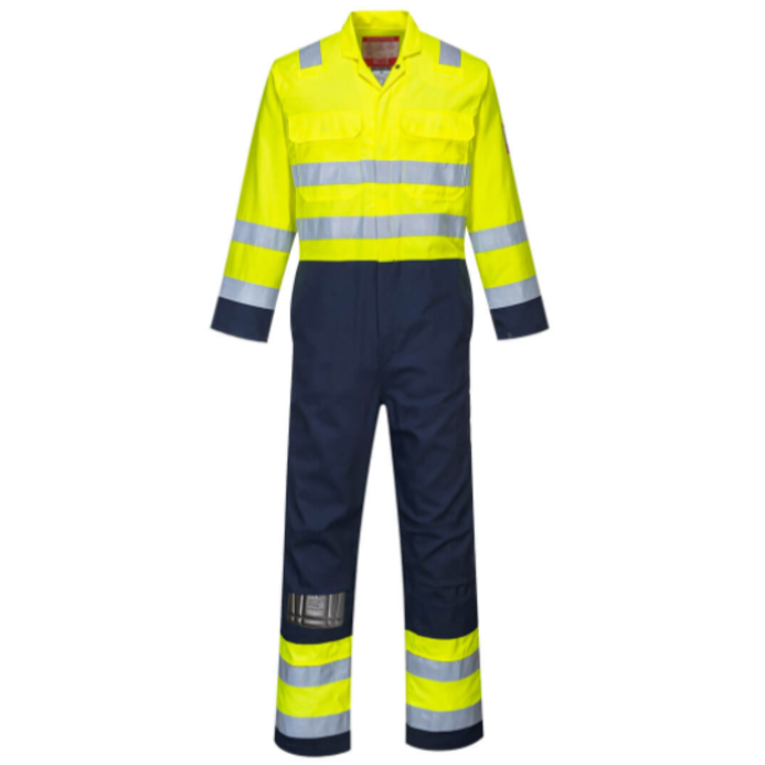 Portwest BIZ7 Hi-Vis Anti-Static Bizflame Pro Coverall Yellow-Navy 1