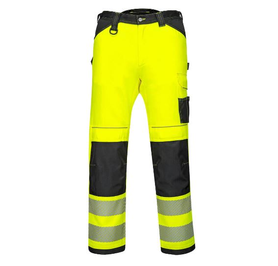 Portwest PW385 Hi-Vis Women's Stretch Work Trousers Yellow-Black 1