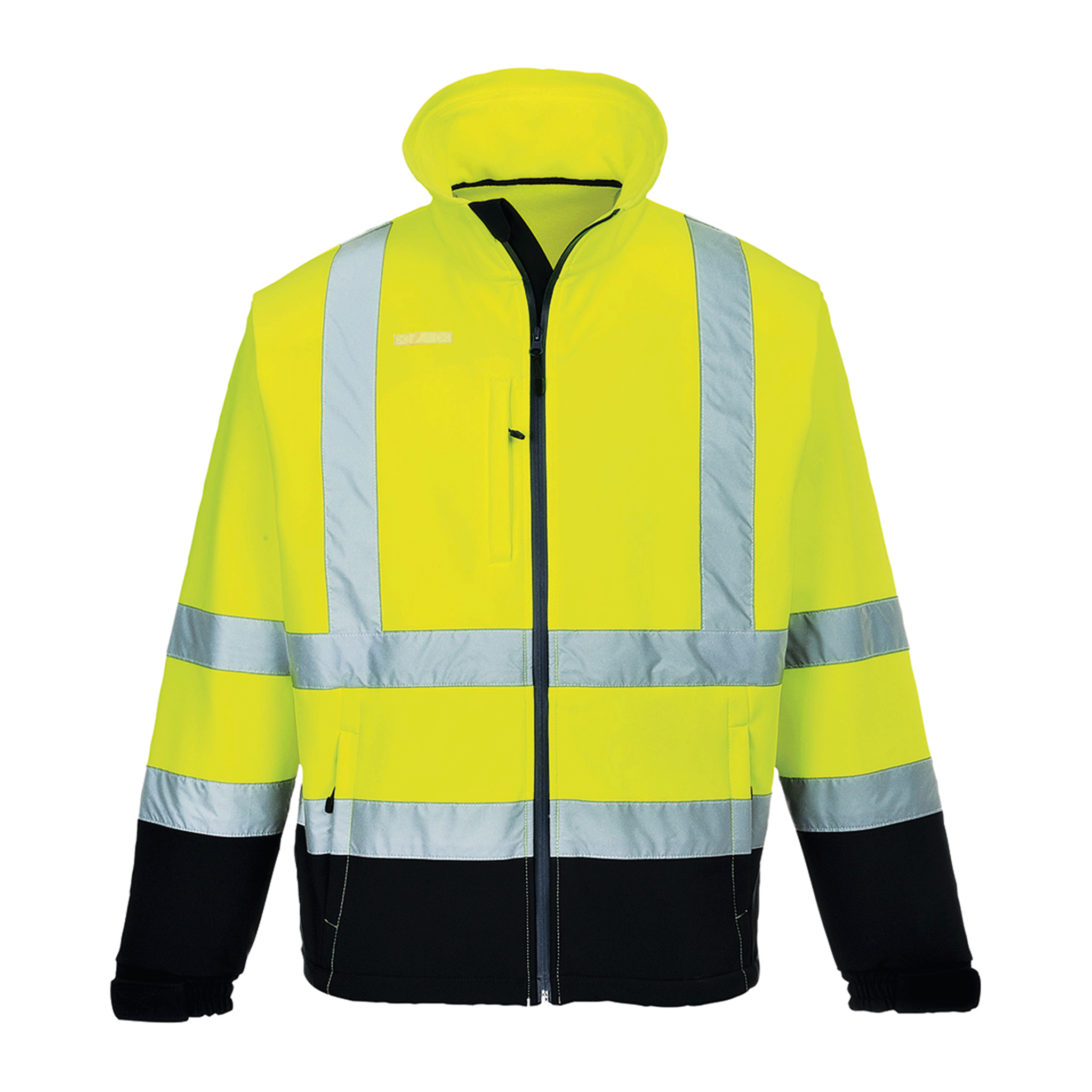 Portwest S425 Hi-Vis Contrast Softshell Jacket in Yellow & Navy