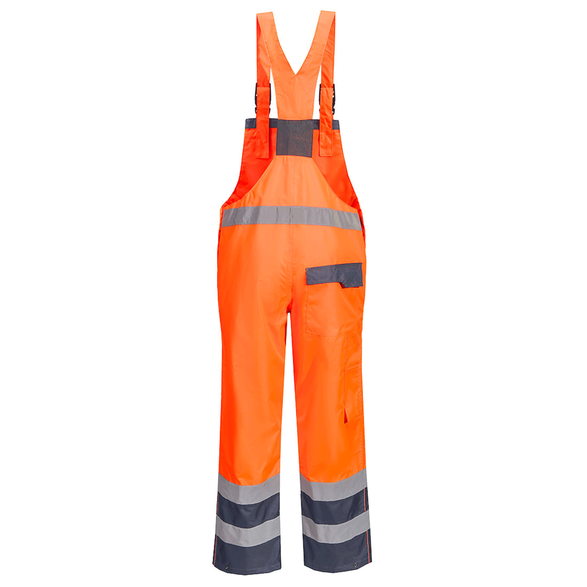 Portwest S488 Hi-Vis Breathable Contrast Rain Bib and Brace in Orange & Navy
