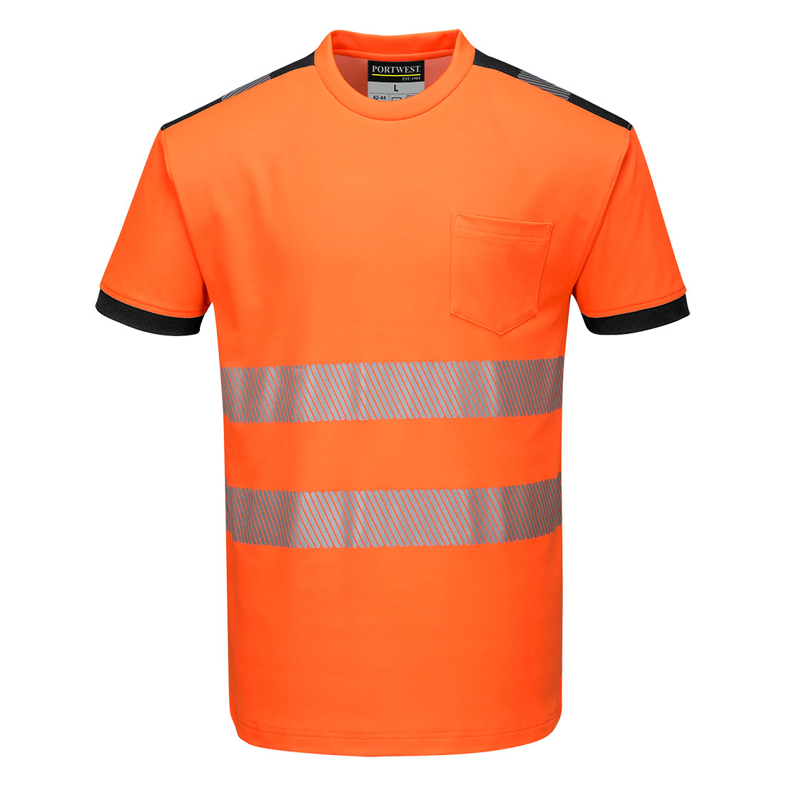 Portwest T181 PW3 Hi-Vis Cotton Comfort T-Shirt Orange-Navy 1
